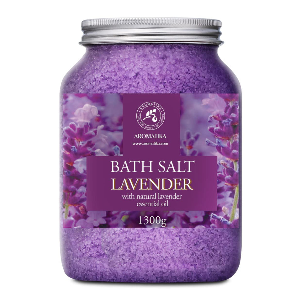 AROMATIKA Sea Salt Lavender bath salts in a jar for relaxation and calm mood
