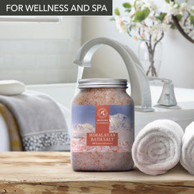 A calming home spa setup featuring AR0MATIKA pink salt crystals