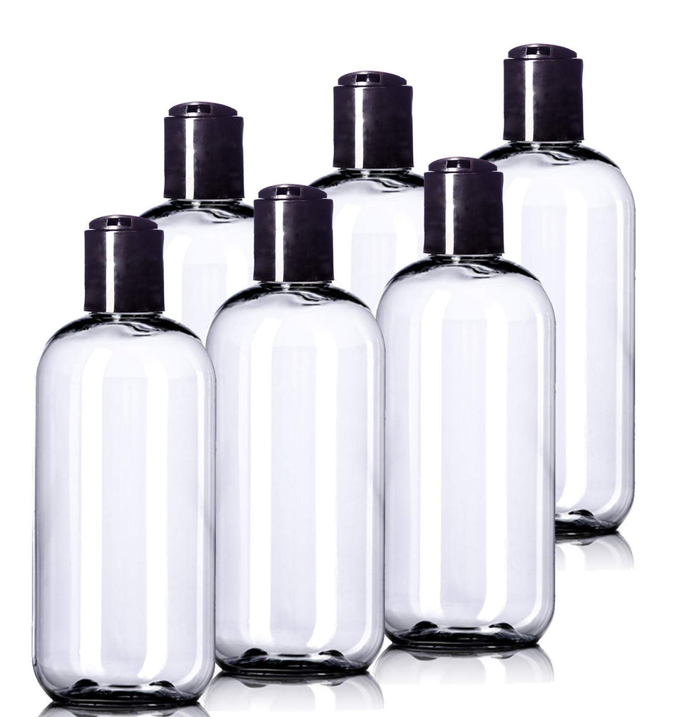 Aromine 8oz Boston round bottle with disc cap, ideal for travel toiletries