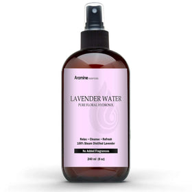 Aromine Lavender Water bottle with 8oz hydrosol for skin hydration.