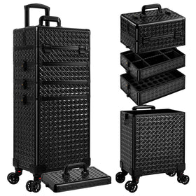 AROUS 5-in-1 rolling makeup case on wheels keeps cosmetics organized for travel and work