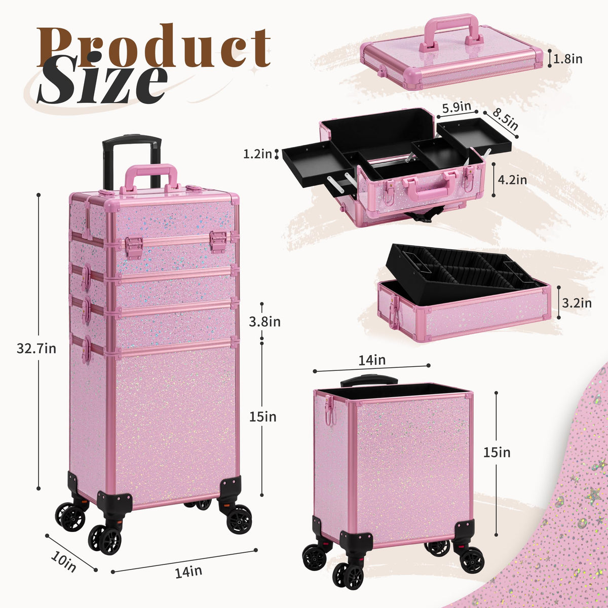 AROUS middle tray with detachable divider enables organized cosmetics