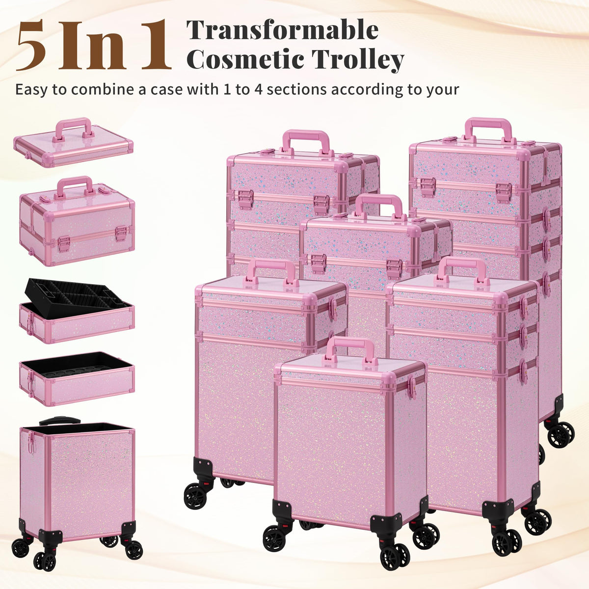 AROUS pink open-top compartment shows modular 5-in-1 versatility