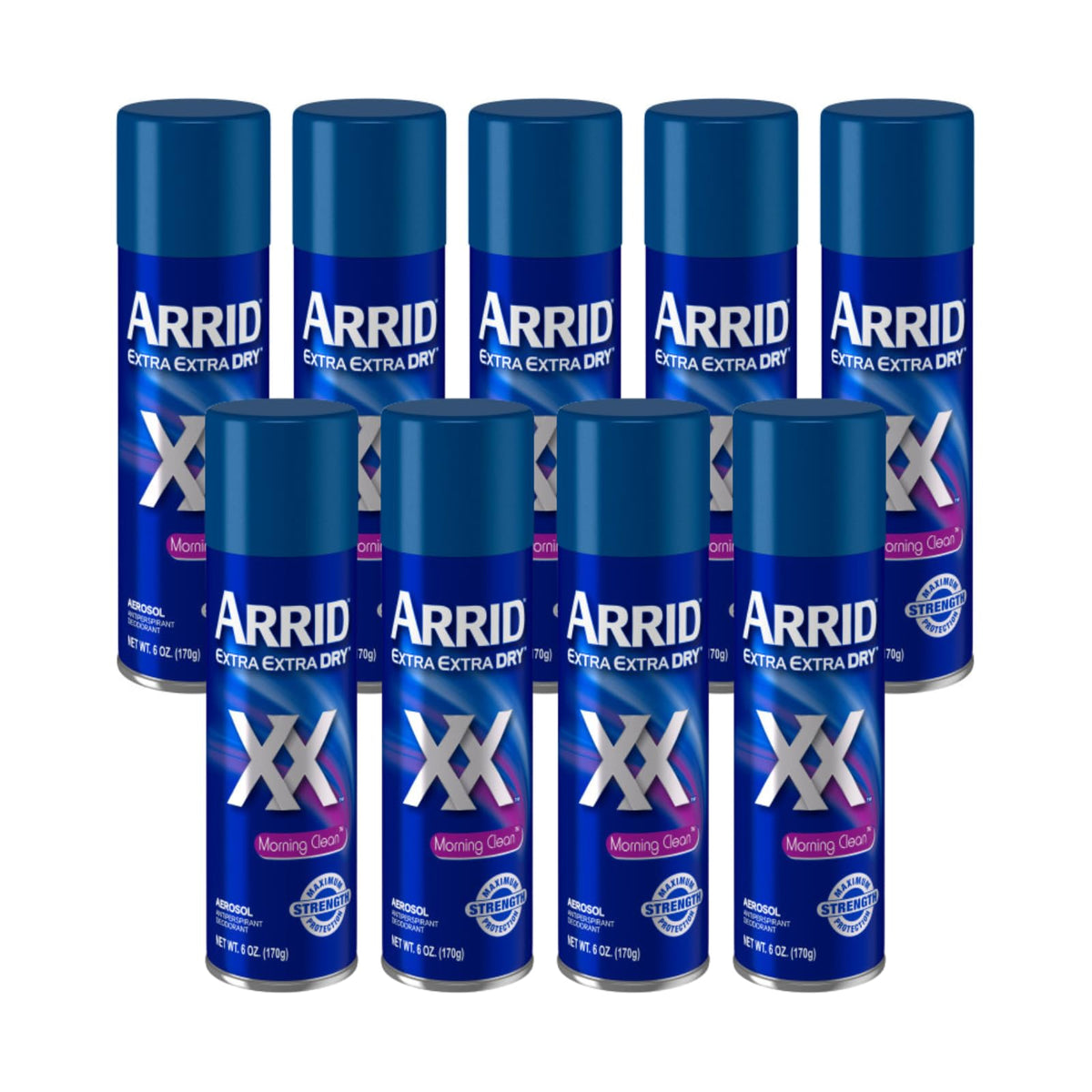 Arrid XX Morning Clean spray bottle shown for all-day dryness