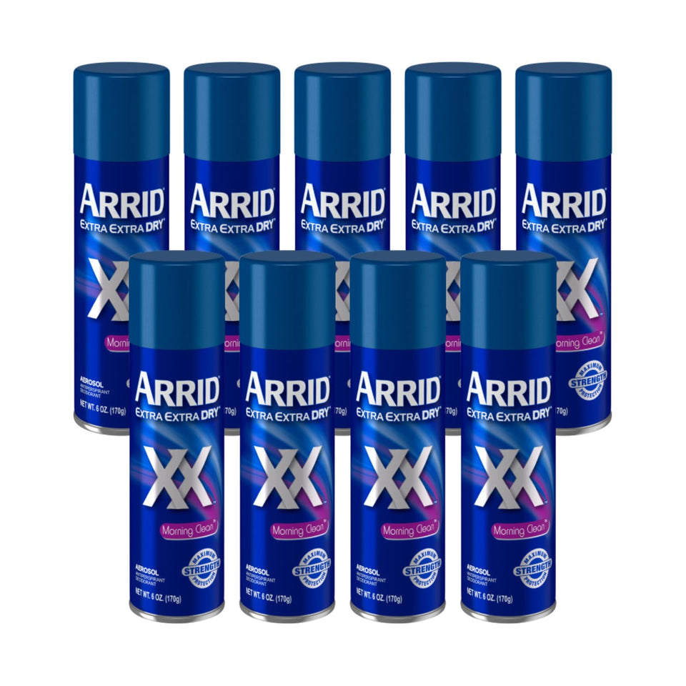 Arrid XX Morning Clean spray bottle shown for all-day dryness