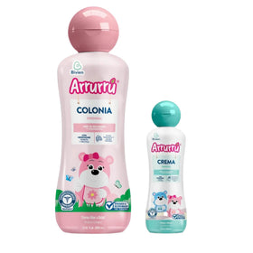 Arrurru naturals Colonia Original Pink bottle promotes a fresh, gentle fragrance for daily baby care.