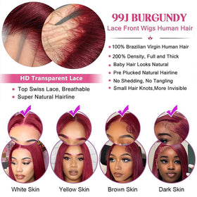 Arsola burgundy lace-front wig, side view showing versatility
