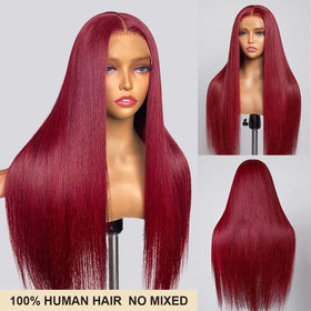 Arsola straight burgundy wig, front view for sleek daily styling