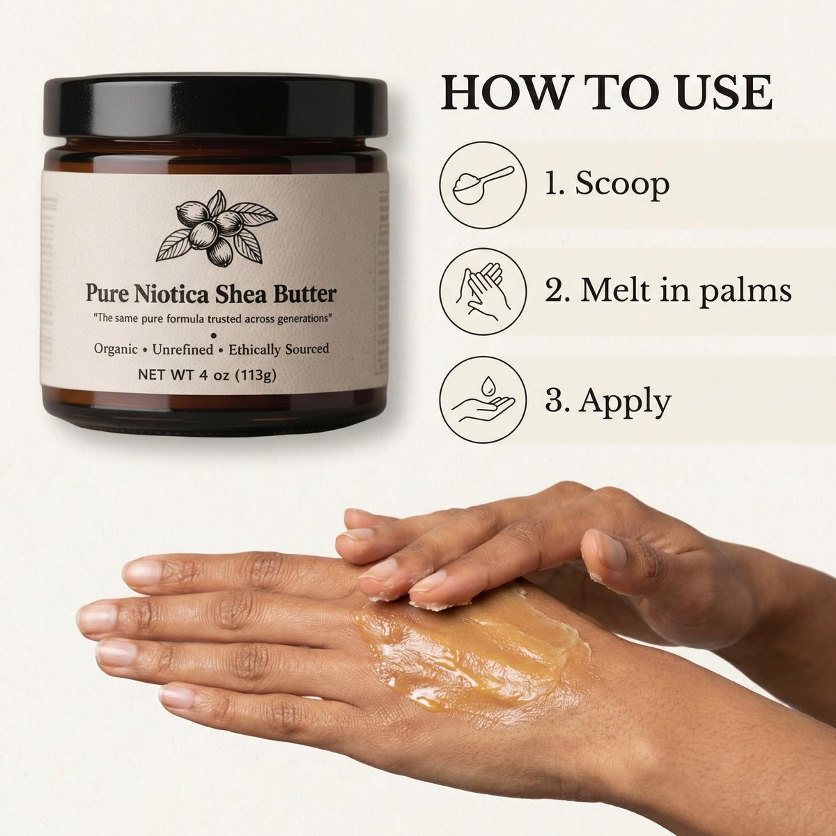 Art anime Nuba Shea Butter flat lay highlights simplicity and versatile use.