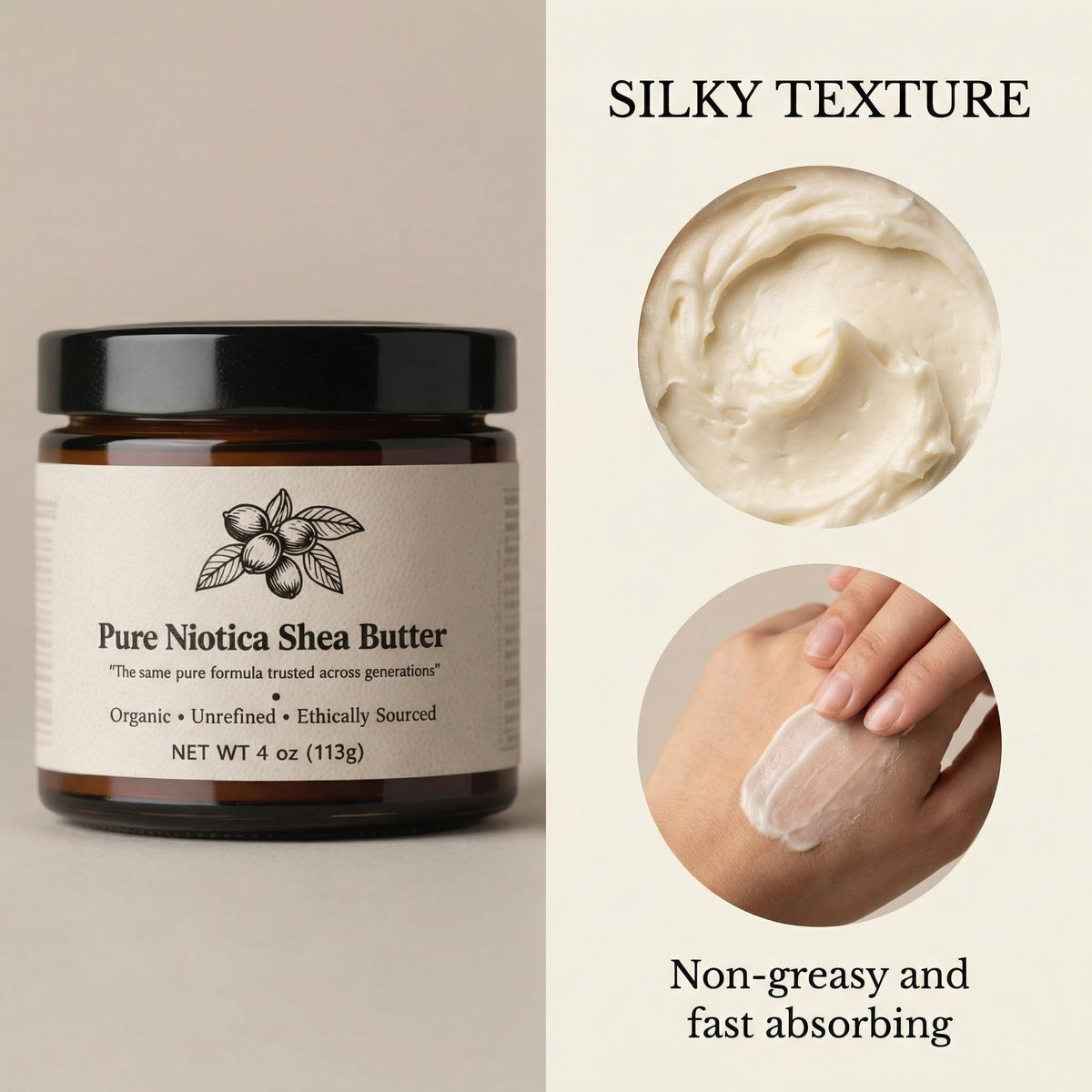 Art anime Nuba Shea Butter hair care showcases conditioning for dry strands.