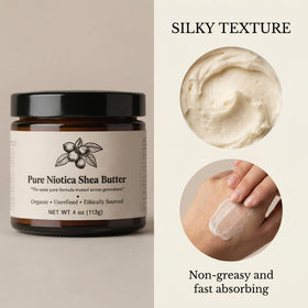 Art anime Nuba Shea Butter hair care showcases conditioning for dry strands.