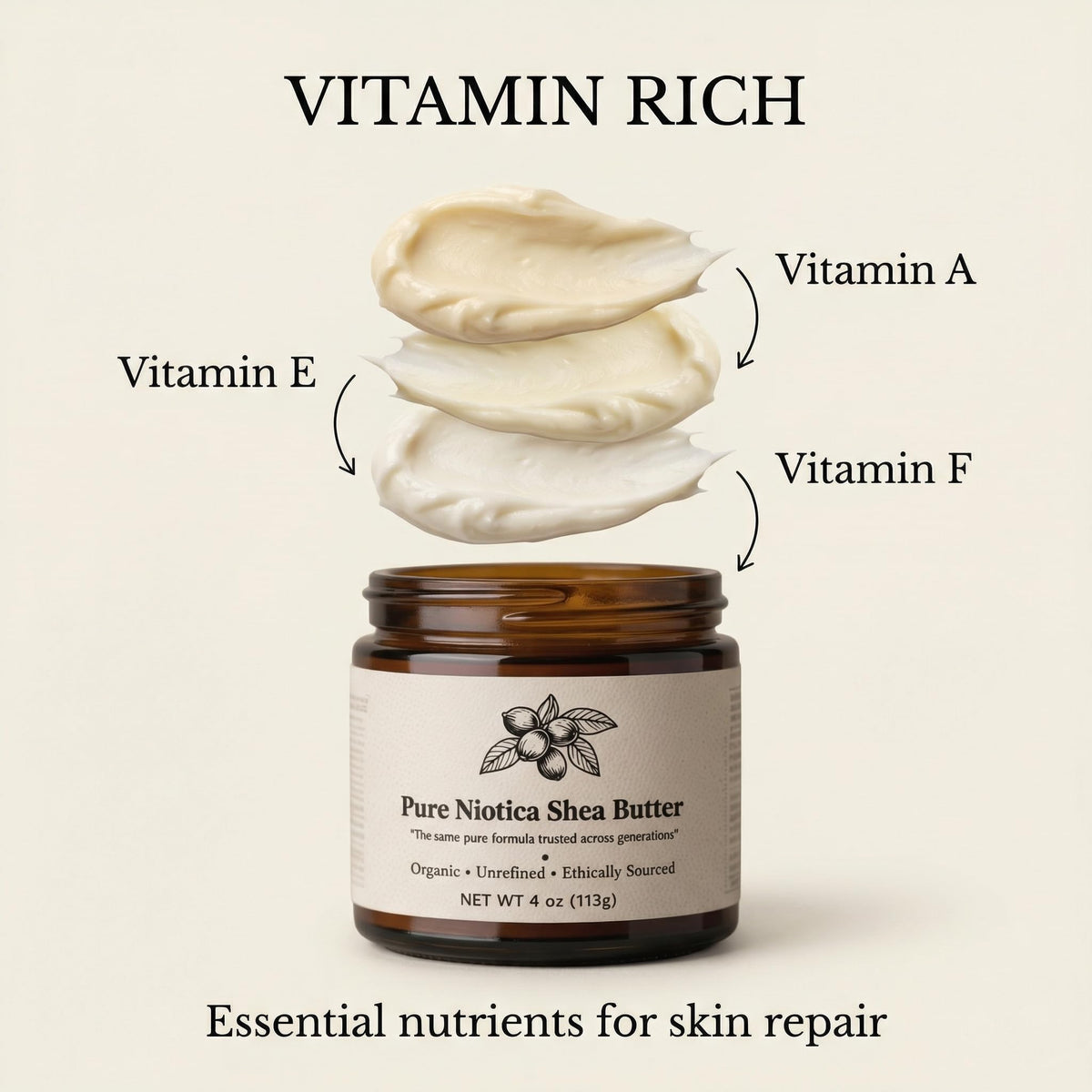 Art anime Nuba Shea Butter hand application demonstrates deep moisture for dry skin.