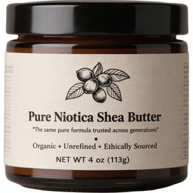 Art anime Nuba Shea Butter jar closeup highlighting natural vitamins and creamy texture.