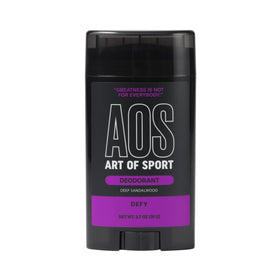 Art of Sport deodorant bottle with DEFY scent for lasting freshness during workouts.