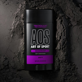 Art of Sport sandalwood scent conveying rugged energy and focus.