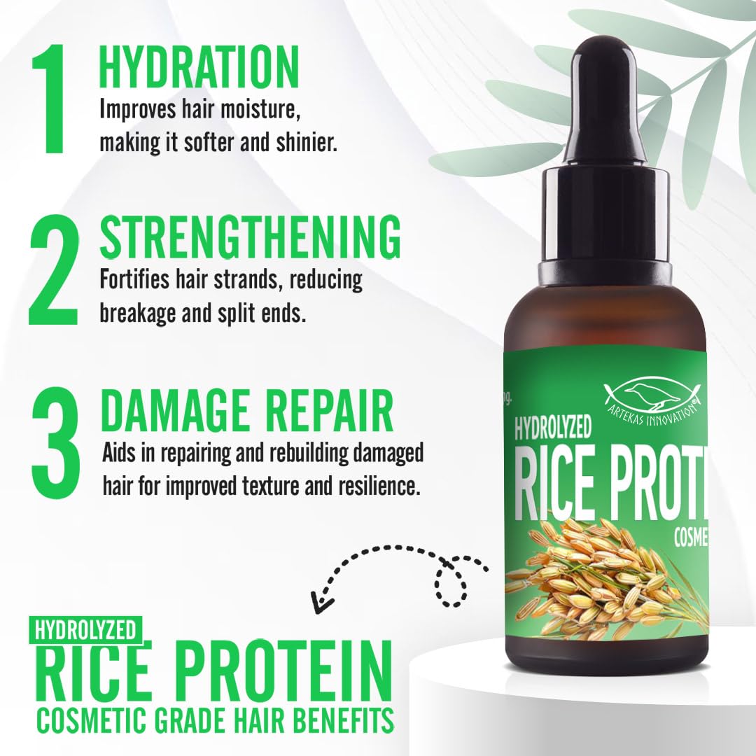 Ingredient drops image of hydrolyzed rice protein liquid emphasizing film-forming potential for formulas.