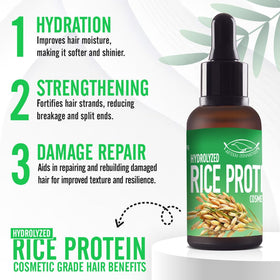 Ingredient drops image of hydrolyzed rice protein liquid emphasizing film-forming potential for formulas.