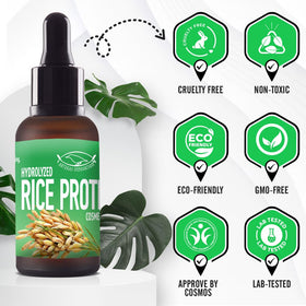 Pour closeup of Artekas Innovation hydrolyzed rice protein liquid for DIY recipes.