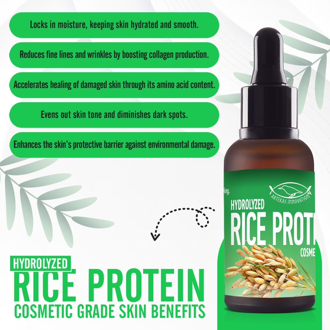 Texture view of Artekas Innovation hydrolyzed rice protein liquid ready for skin care.
