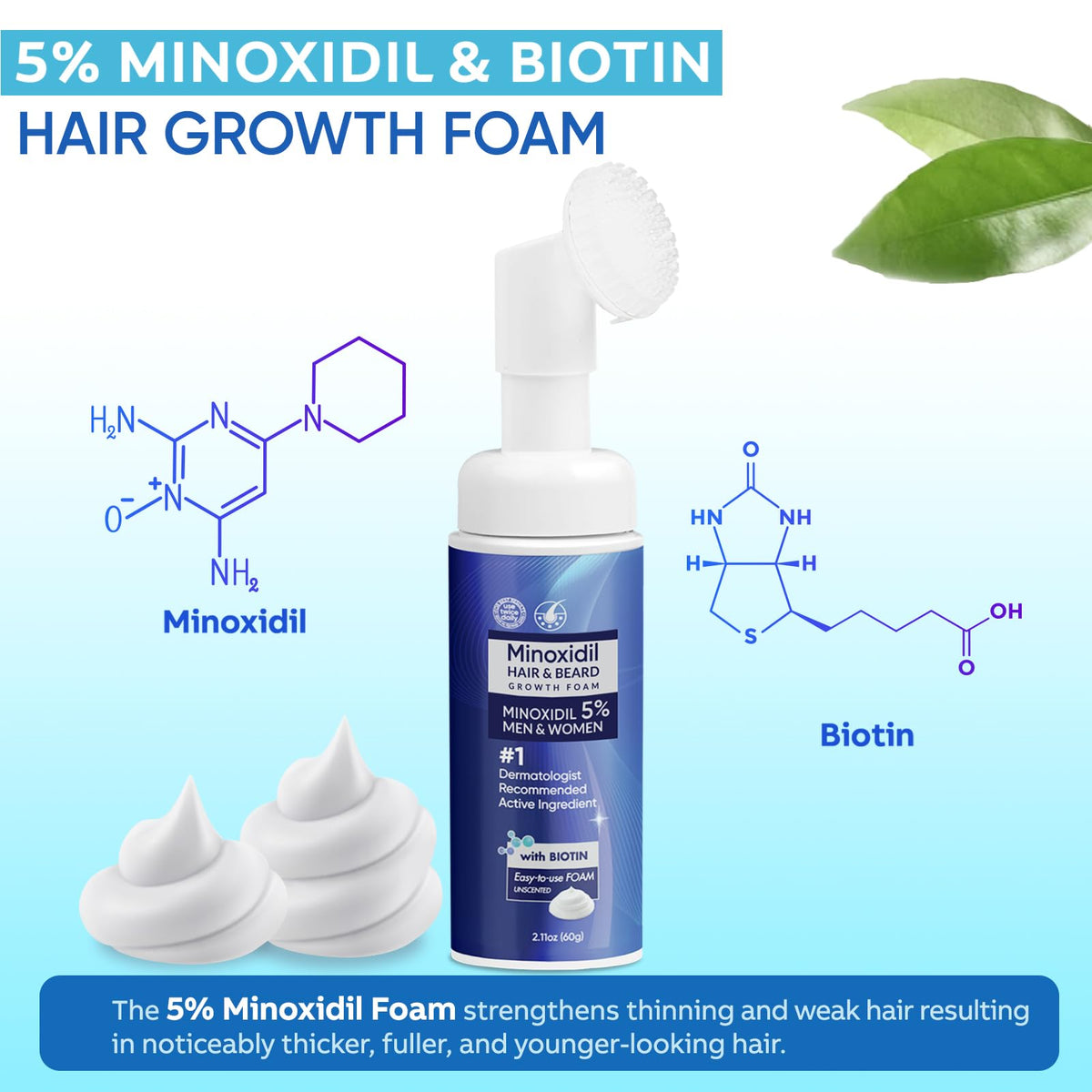 Artimore Minoxidil Foam dispense tip for quick, clean application.