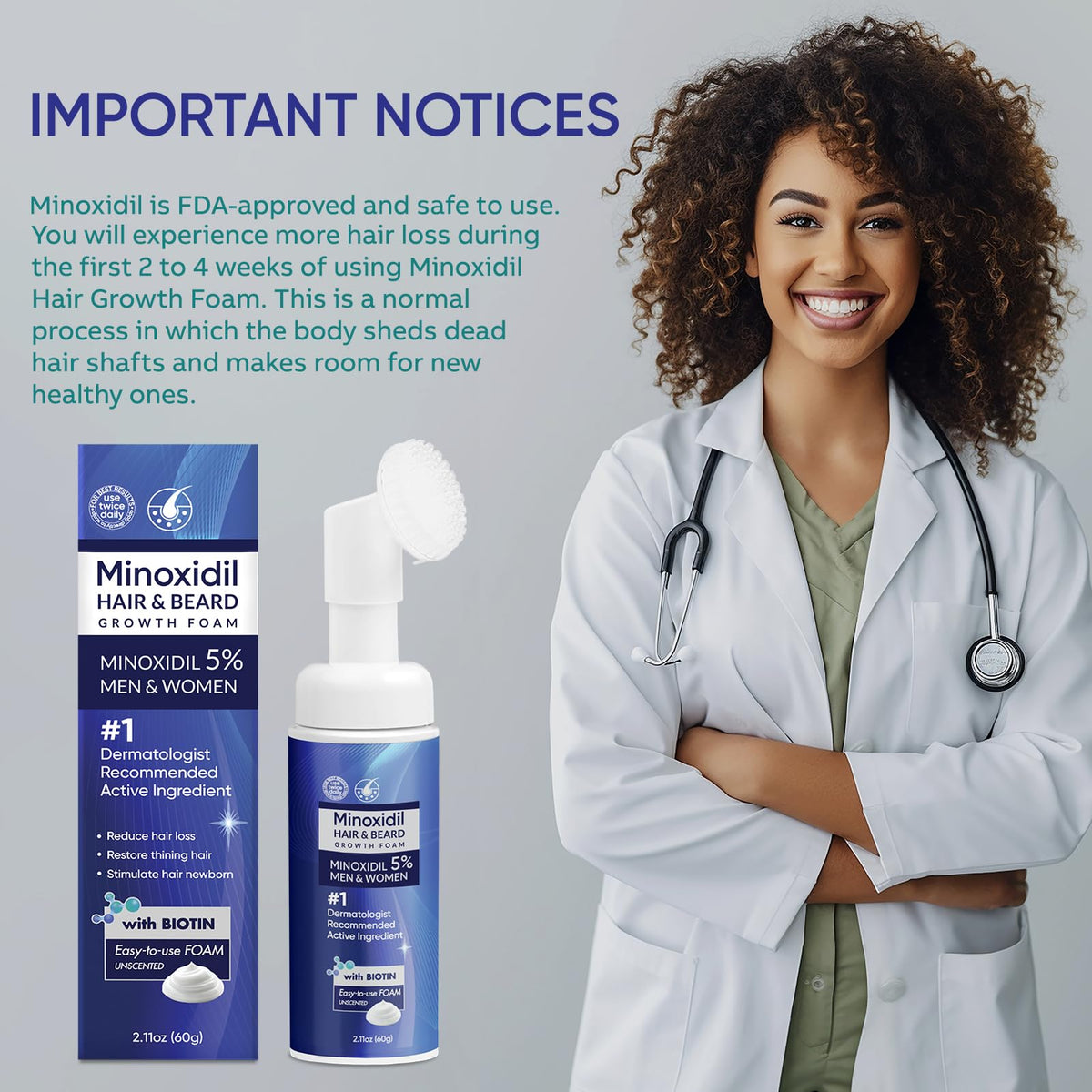 Artimore Minoxidil Foam foamy texture seen on the applicator for smooth spreading.