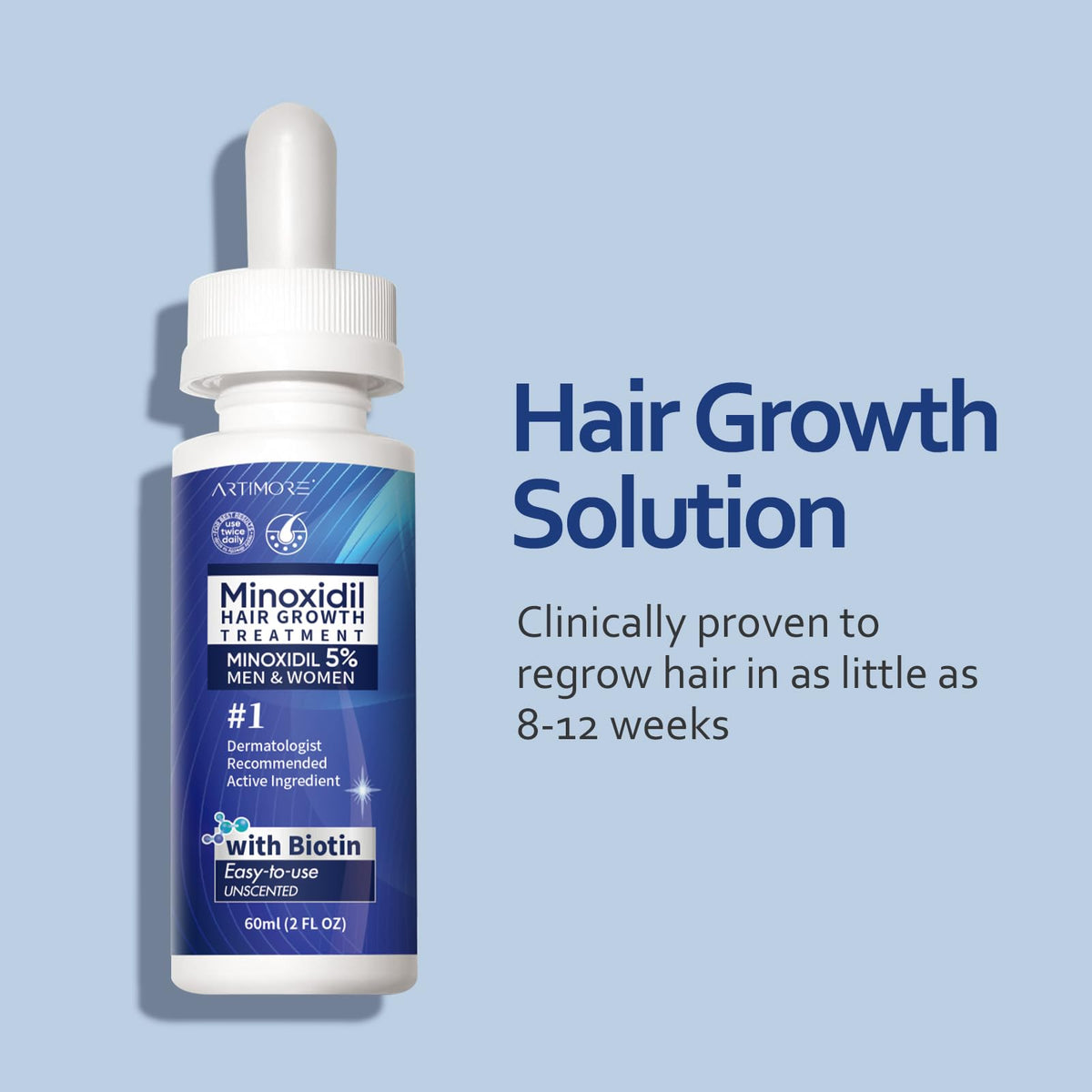 Artimore scalp application with drops showing targeted thinning areas