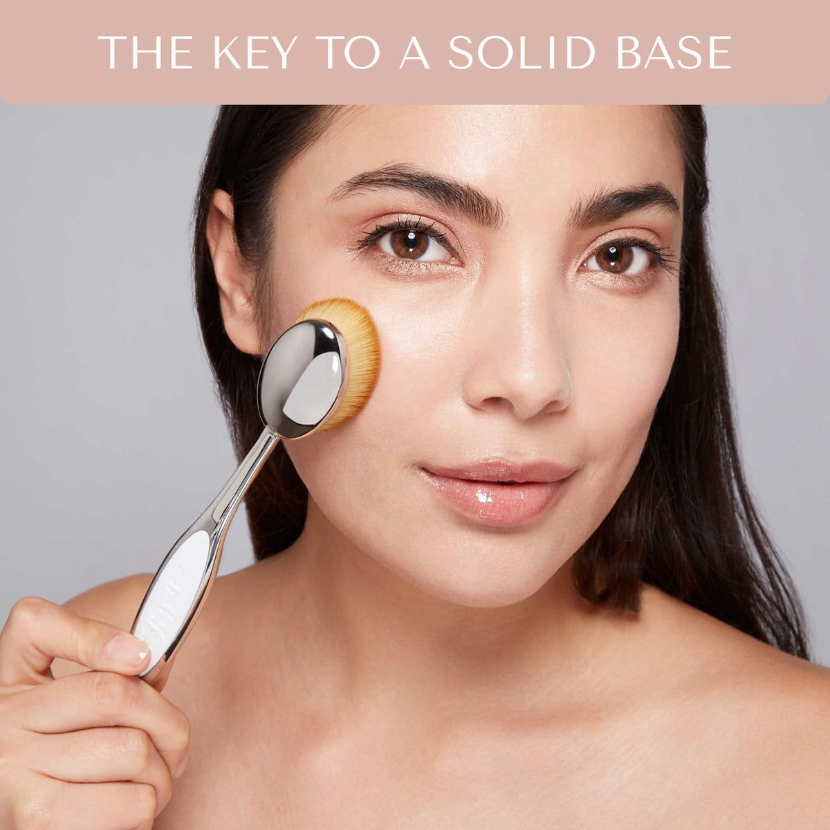 Artis Elite Oval 7 Blonde Brush used for foundation contour or highlighter for even coverage.
