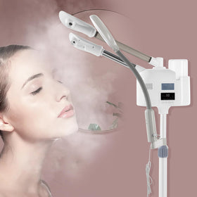 Artist hand 5x LED magnifying lamp offers bright detail for skincare work.