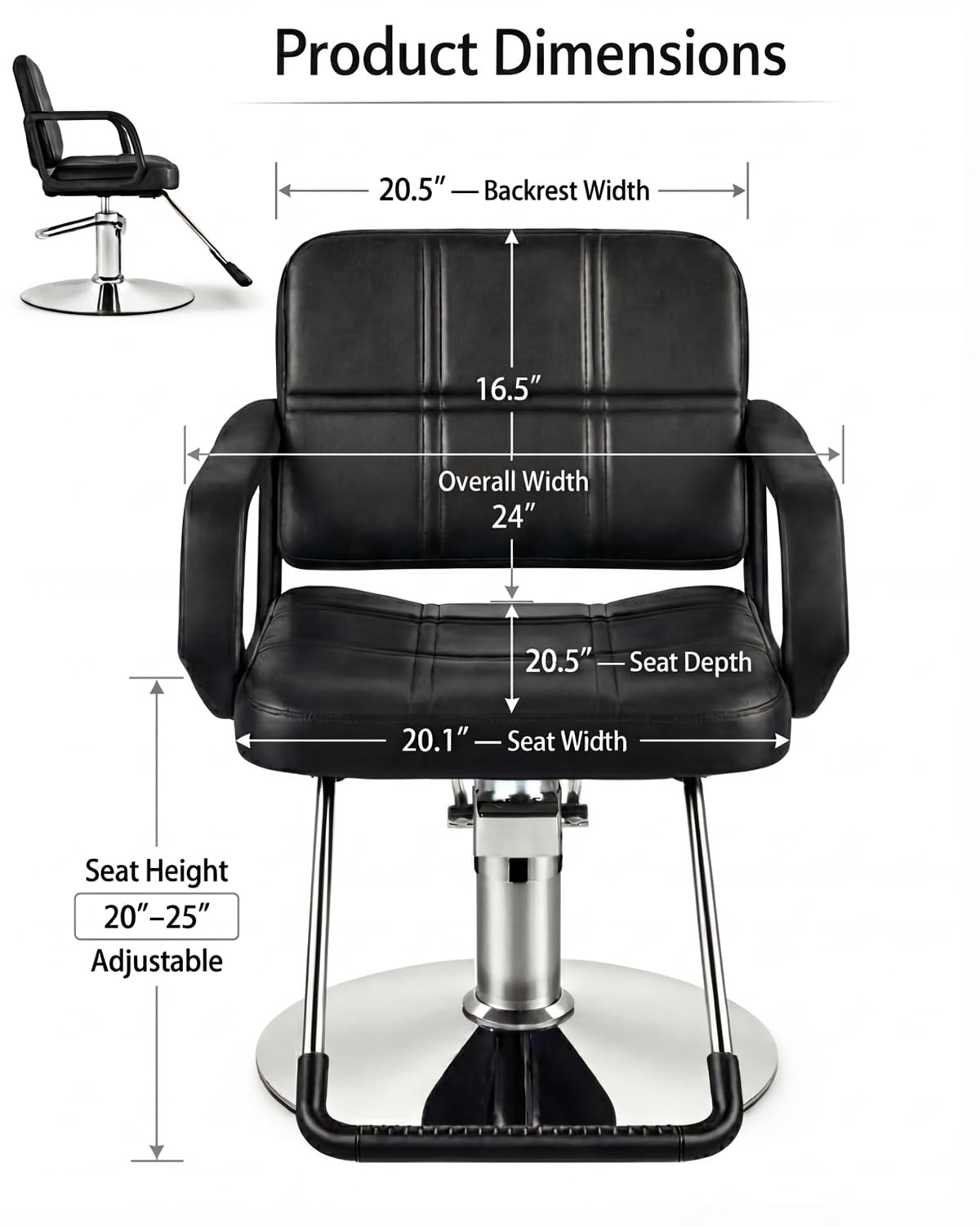 Artist hand hydraulic barber chair backrest providing ergonomic support.