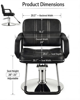 Artist hand hydraulic barber chair backrest providing ergonomic support.