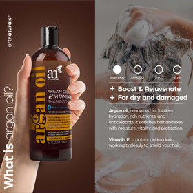 ArtNaturals Argan Hair Growth Shampoo lather demonstrating cleansing action for thicker hair