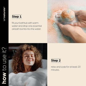 Bath time with Artnaturals bombs fizzing in water and color