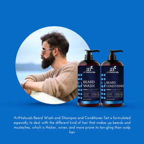 Artnaturals Beard Conditioner bottle pump showing smoothing and detangling benefits