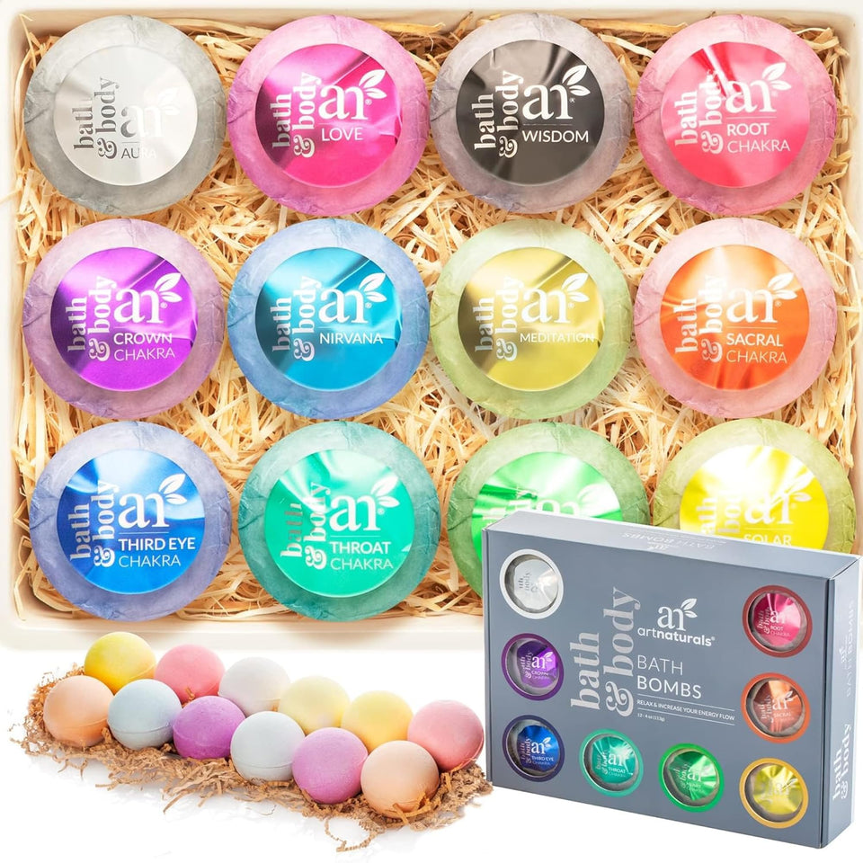 Artnaturals gift set box with 12 bath bombs for a spa-like bath