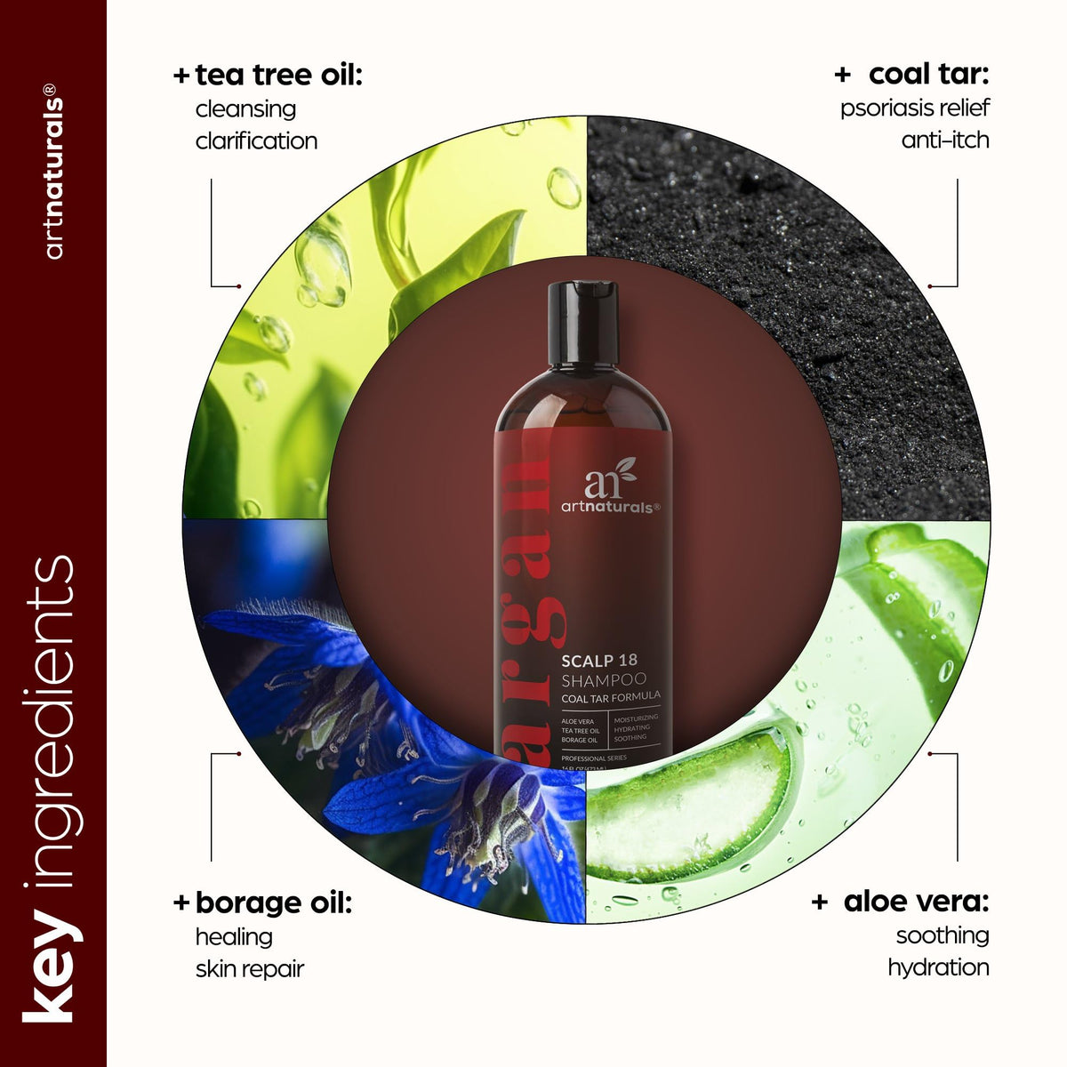 ArtNaturals Therapeutic Argan Shampoo application scene shows scalp cleansing