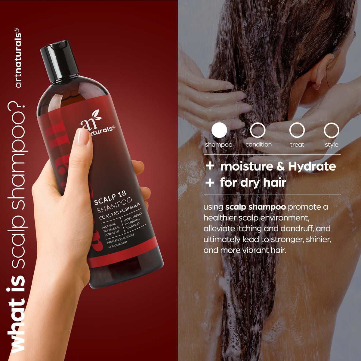 ArtNaturals Therapeutic Argan Shampoo bottle closeup label shows natural formula