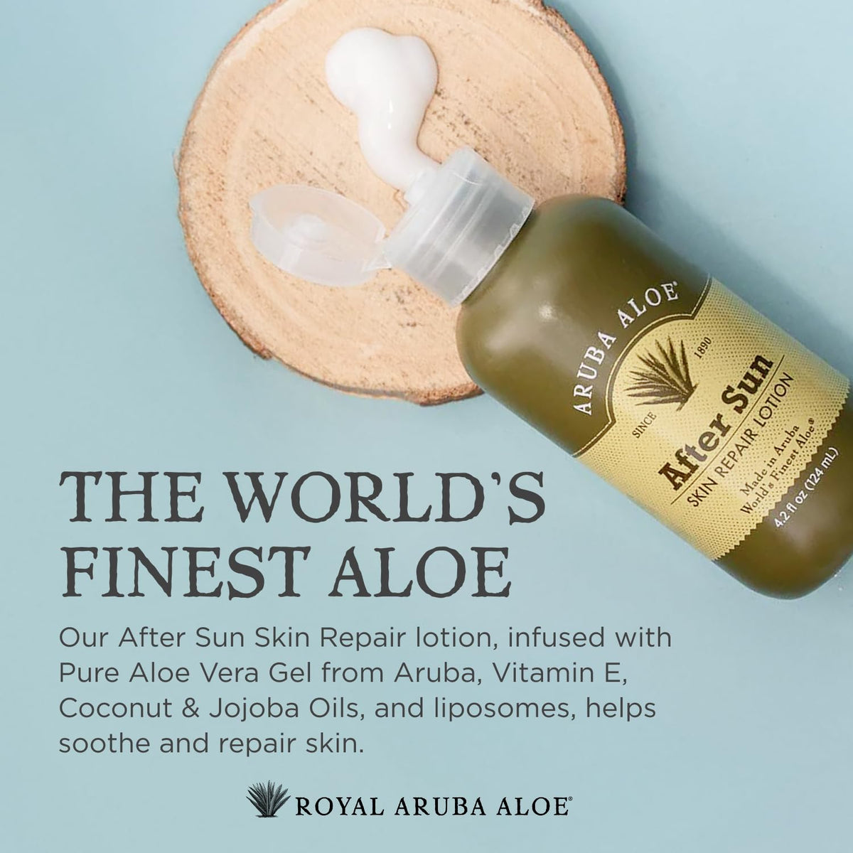 Close-up of Aruba Aloe lotion being rubbed into the skin for fast absorption.