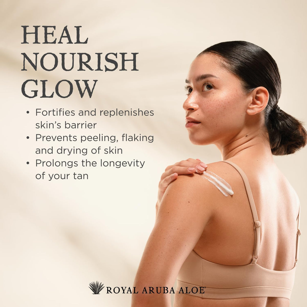 Aruba Aloe after-sun texture spreading smoothly with lightweight, non-greasy feel.