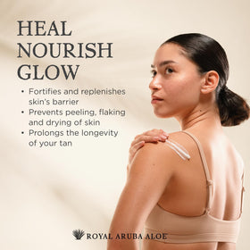 Aruba Aloe after-sun texture spreading smoothly with lightweight, non-greasy feel.