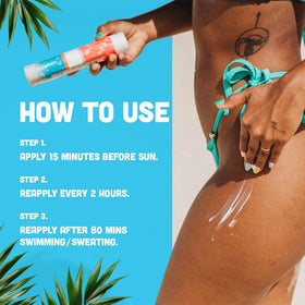 ARUBA SUN reef-safe lotion tube highlighting non-greasy, reef-friendly protection.