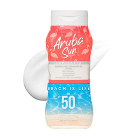 Aruba Sun SPF 50 lotion bottle 8oz for everyday sun protection.