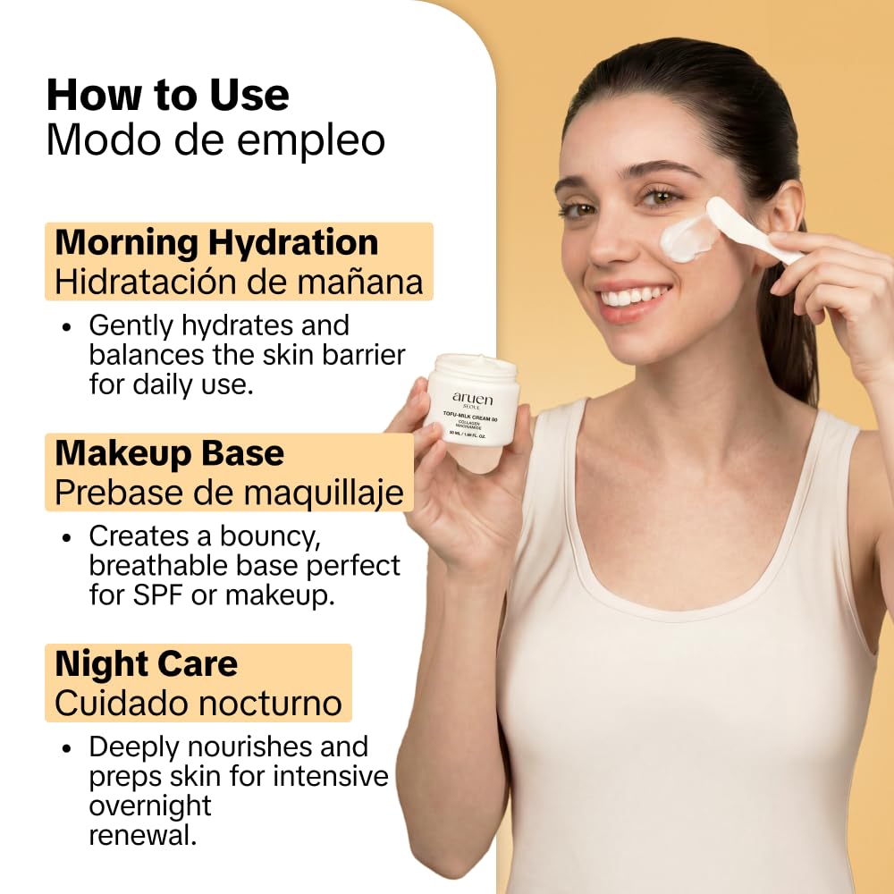 aruen TofuCollagen moisture and plump finish on skin