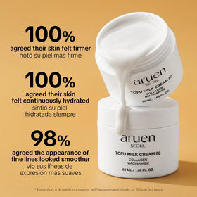 aruen TofuCollagen niacinamide brightening swatch suggesting smoother tone