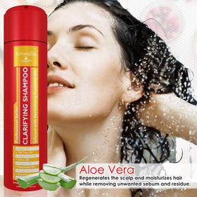 Arvazallia Clarifying Shampoo label close-up emphasizing clean ingredients.