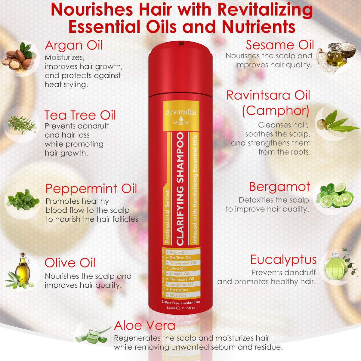 Arvazallia Clarifying Shampoo lather cleansing hair and scalp.