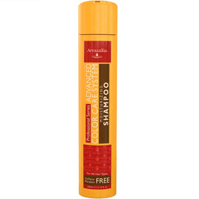 Arvazallia sulfate-free shampoo bottle shows color-care formula preserving vibrancy