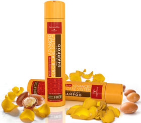 Arvazallia sulfate-free shampoo close-up highlights argan and macadamia oils
