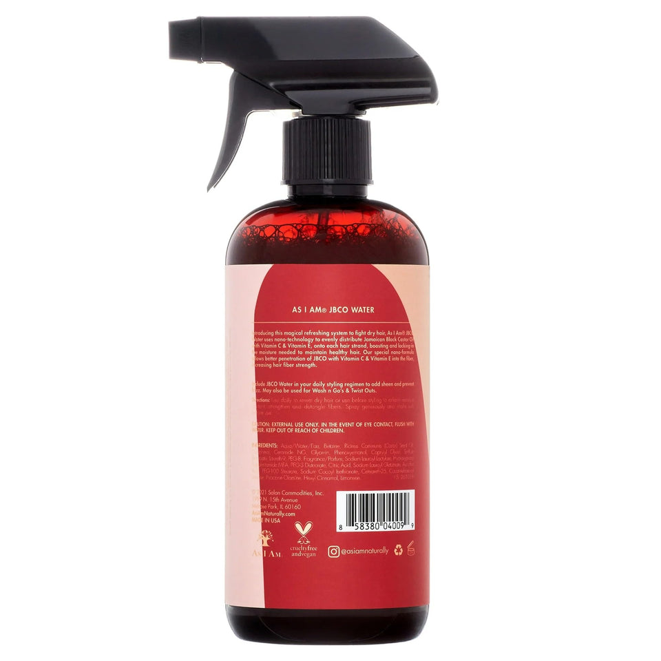 As I Am Jamaican Black Castor Oil Water 3‑pack bottle for deep moisture and easy detangling