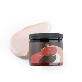 As I Am Twist Defining Cream Red jar spread demonstrates curl-defining cream texture.