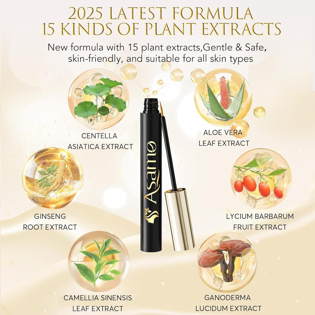 ASAMO eyelash serum dispensing dropper enables precise nightly use.